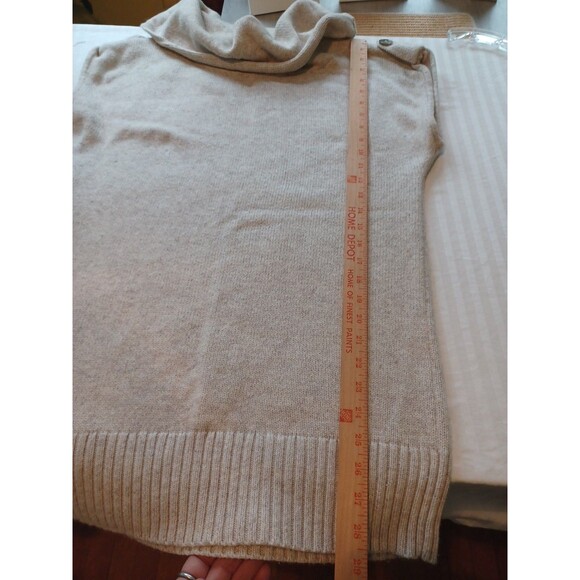 Ann Taylor oatmeal sleeveless cowlneck tunic sweater M neutral minimalist casual - Picture 7 of 9